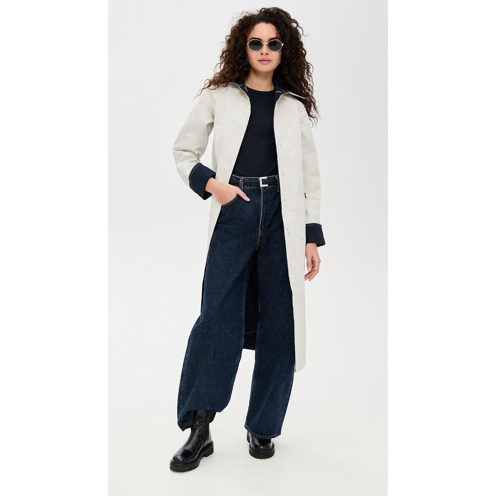 Aligne Barnaby Reversable Blue & Beige Trench Coat Small - Picture 3 of 10